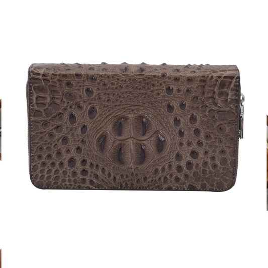 3d Embossed Leather Wallet with Double Zip