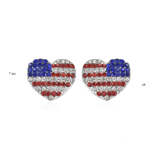 American Flag Pattern Heart Earrings