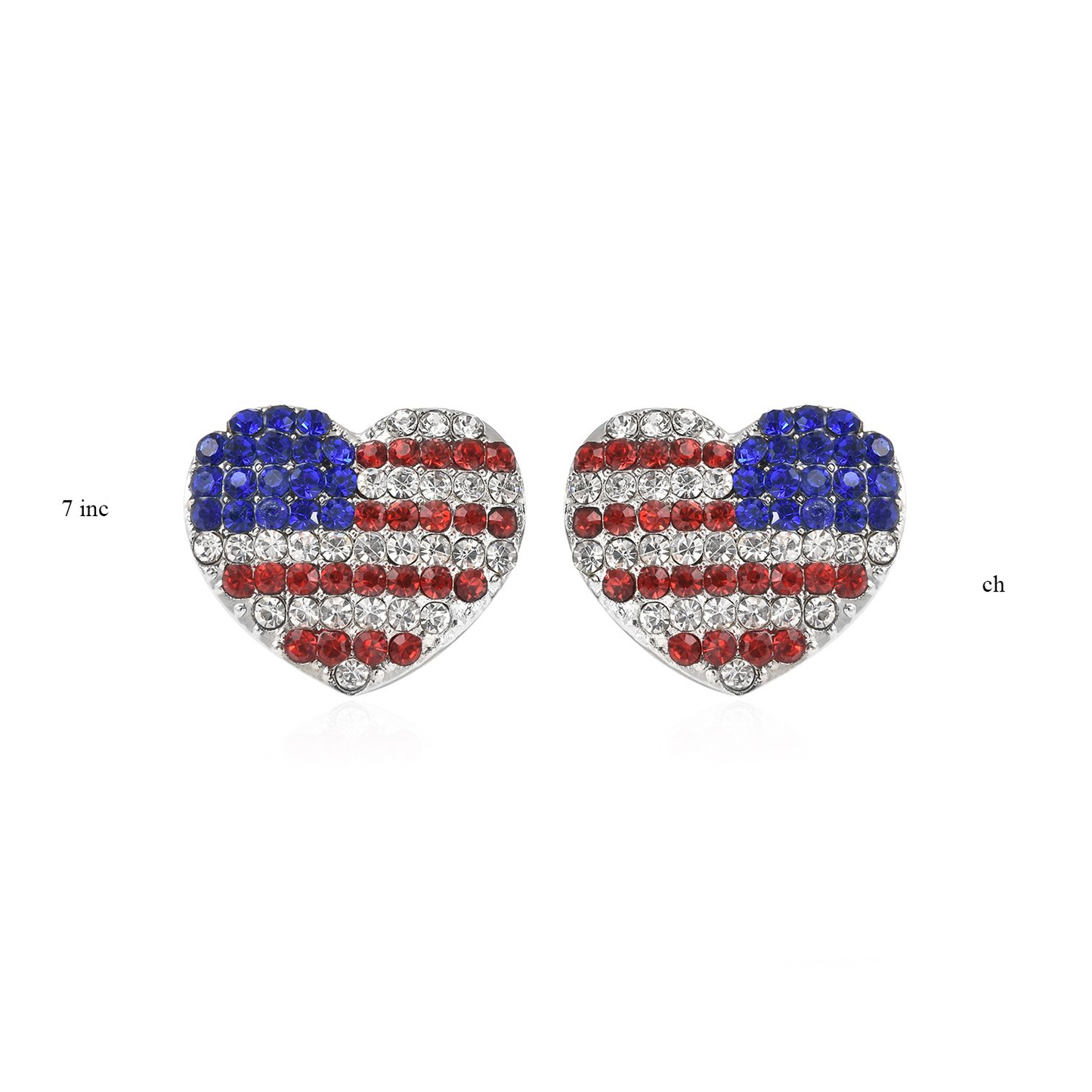 American Flag Pattern Heart Earrings