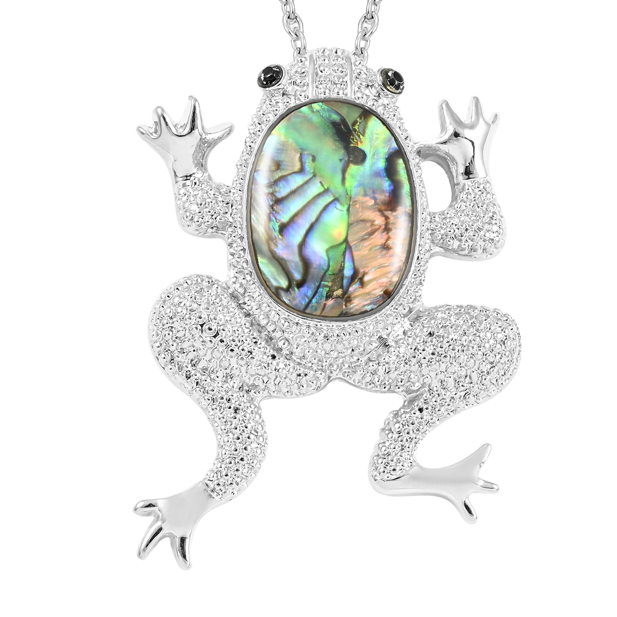 Abalone Shell Frog Pendant Necklace