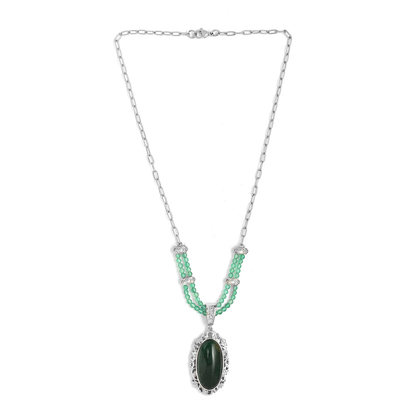 Green Aventurine and Green Onyx Paper Clip Necklace