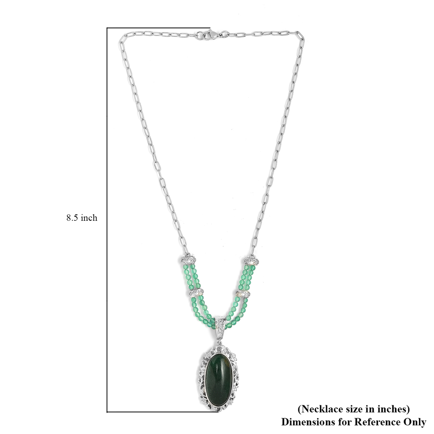 Green Aventurine and Green Onyx Paper Clip Necklace