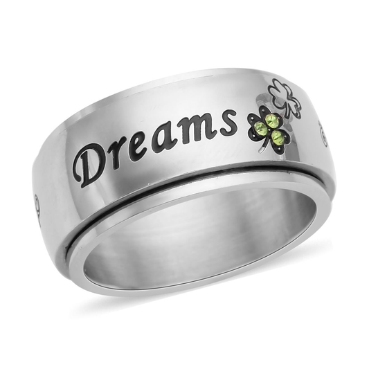 Dreams Engraved Spinner Ring in Stainless Steel