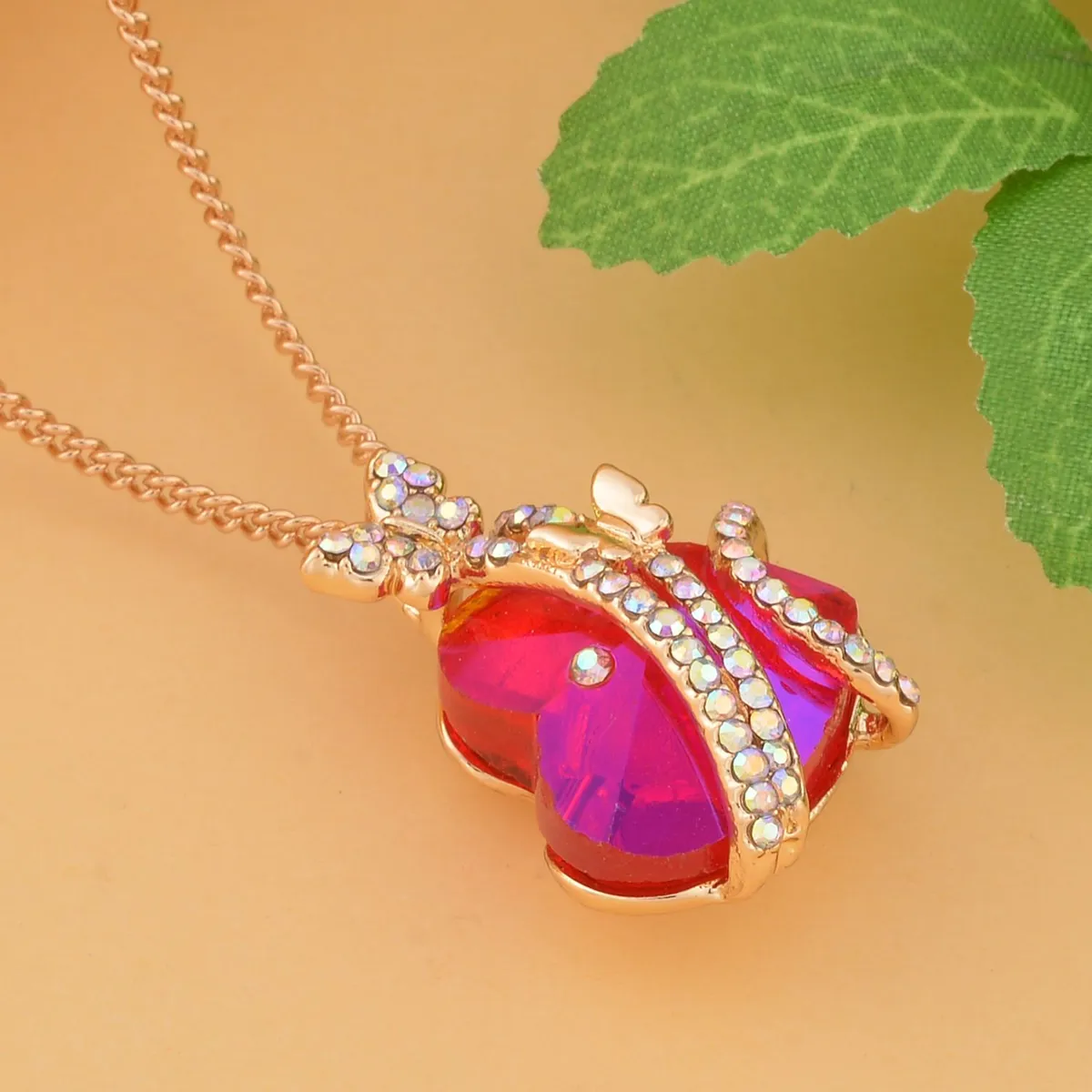 Magic Glass Crystal Heart Necklace