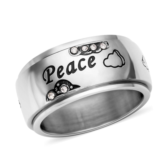 Peace Engraved Spinner Ring