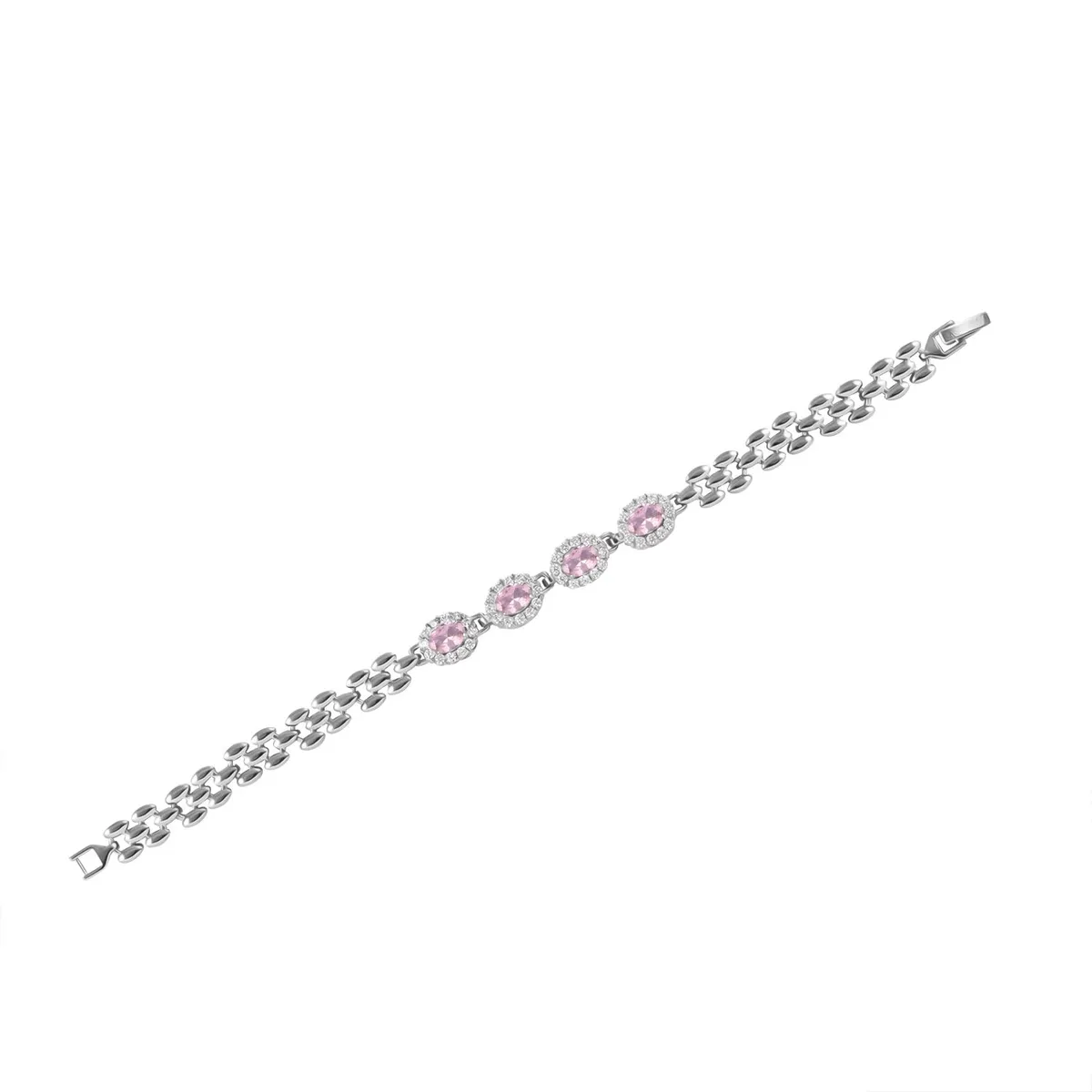 Ankur Treasure Chest Pink and White Simulated Diamond Bracelet and Earrings