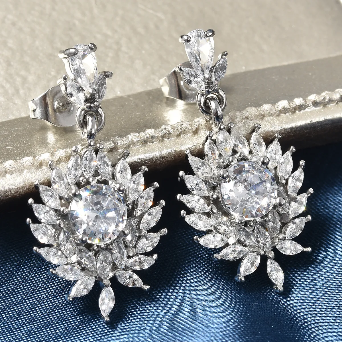 Simulated Diamond Floral Earrings
