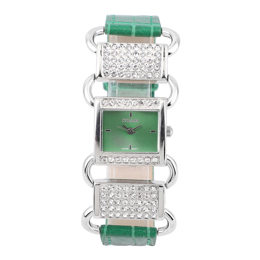 Austrian Crystal Watch with Faux Leather Band