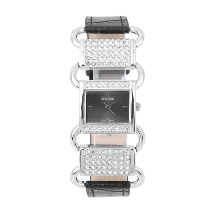 Austrian Crystal Watch with Faux Leather Band