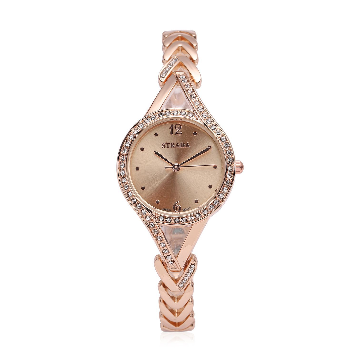 Crystal Watch with Rose Gold Strap