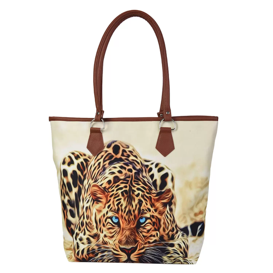 Leopard Print Pattern Tote Bag with Handle Drop